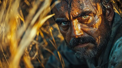 Intense Portrait of a Man with a Determined Gaze
