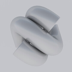 Glossy white twisted shapes. Abstract illustration, 3d render.