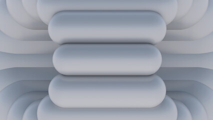 Group of white shapes, close-up. Abstract illustration, 3d render.