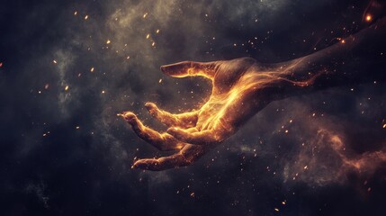 Mysterious Abstract Hand with Glowing Effects