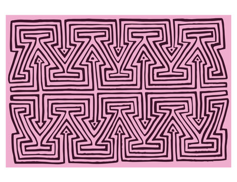 mola panama pink silhouette geometric pattern