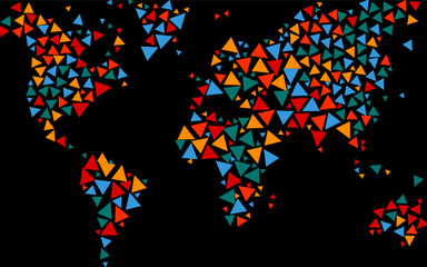 Vector world map design colorful Triangle pattern