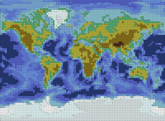 World map from many toy bricks