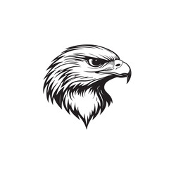 Hand drawn eagle head emblem set. Mascot bird collection. Predator logo illustration isolated on white