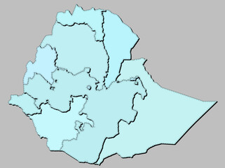 Obraz premium Map of Ethiopia with states isolated