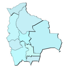 Map of Bolivia with states isolated