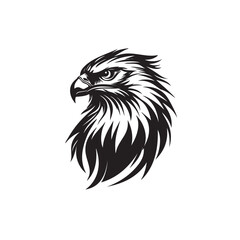 Hand drawn eagle head emblem set. Mascot bird collection. Predator logo illustration isolated on white