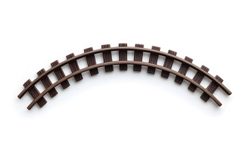 3d Railway rails top view isolated on white background