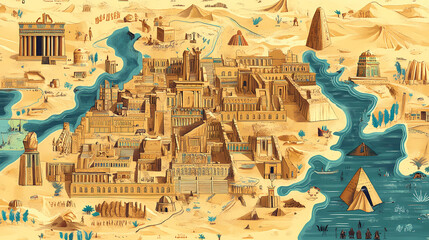 Mind map of ancient civilizations exploring key aspects of egypt mesopotamia indus valley china. Ancient Mesopotamia. Illustration