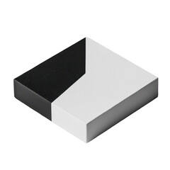 Fototapeta premium Geometric black and white square block with a sharp, modern design. Perfect for abstract decor or architectural presentations. Isolated on transparent background, png.