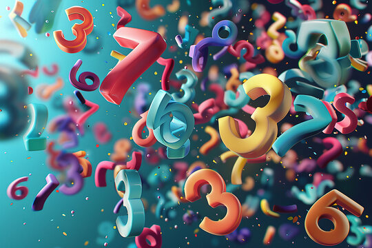 abstract colorful background with flying numbers. Math background. Back to school. AI Generated