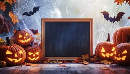 Spooky Elegance in Artistry - Halloween-themed blank frame mockup for wall art showcasing the festivities of the season in a creative display.