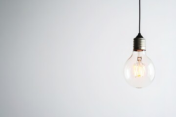 Illuminated light bulb on white background
