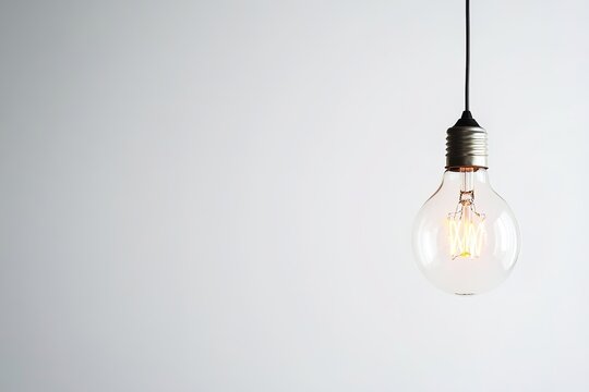 Illuminated light bulb on white background