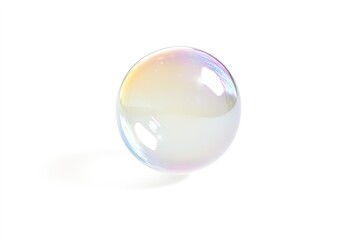 Translucent soap bubble floating on white