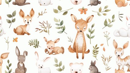 Watercolor animals pattern