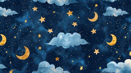 Night sky concept pattern for kids