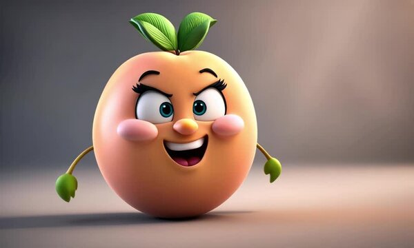 3d peach cartoon character mascot digital art