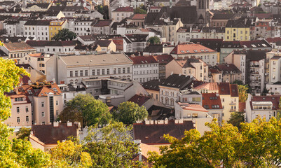 Aerial view of Zizkov district, Prague