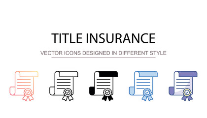 Title Insurance icon design with white background stock illustration