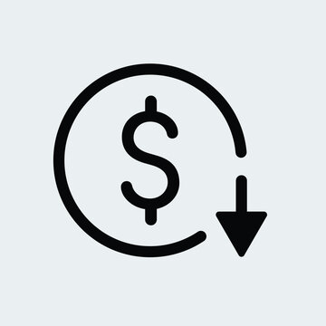 recommend clip art: Dollar cost reduction, dollar decrease icon