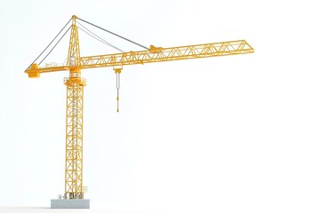 Yellow construction crane isolated on white background