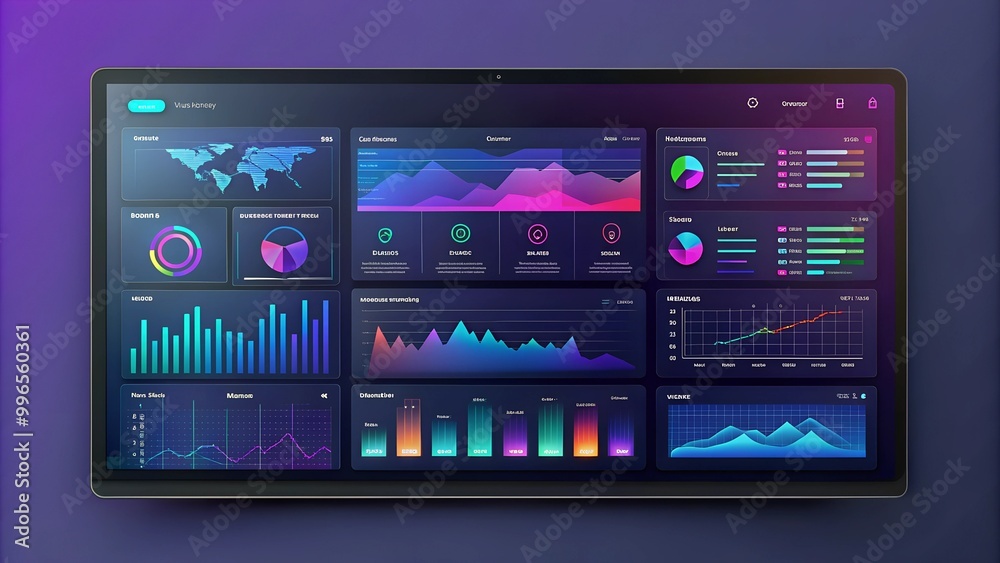 Wall mural modern colorful user interface website dashboard design.