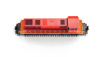 3d cartoon train top view isolated on white background