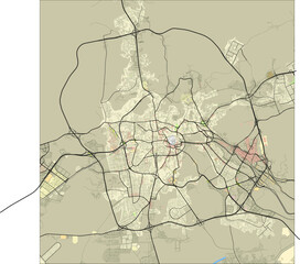 Detailed vector map of Makkah, Saudi Arabia.