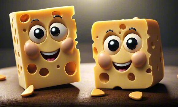 3d cheese cartoon characters digital art