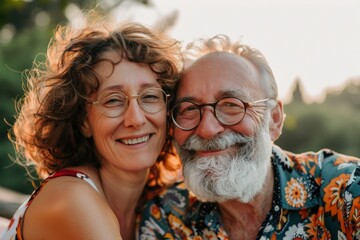 Portrait of a merry caucasian couple in their 70s planning a future together