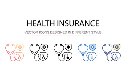 Health Insurance icon design with white background stock illustration
