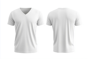 white shirt with a v-neck and a white collar. The shirt is unbuttoned and has a white background