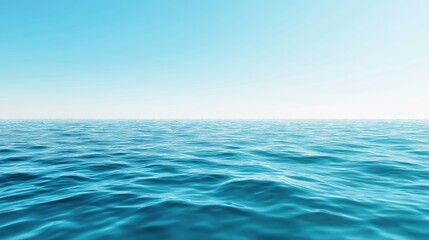 Fototapeta premium A serene view of the calm ocean under a clear blue sky, capturing the peaceful essence of nature and tranquility.