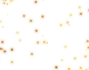 Light gold glitter confetti background. Transparent holiday texture.