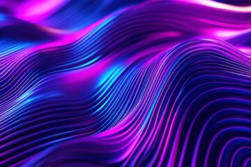 Obraz premium Liquid Neon Dreamscape: Abstract illustration of vibrant, iridescent waves in a mesmerizing blend of neon purple and blue hues, perfect for futuristic, tech, or fantasy themes. 