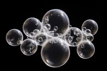 Bubble reflection sphere black background.