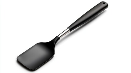 Fototapeta premium A sleek black spatula with a stainless steel handle, perfect for flipping, serving, and cooking various dishes with ease.