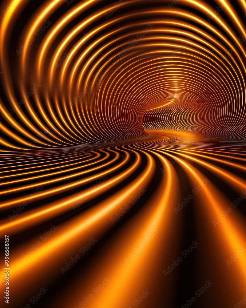 Poster abstract orange tunnel with flowing lines