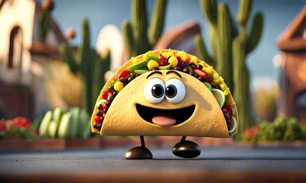 3d taco cartoon character mascot digital art