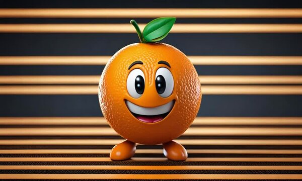 3d orange cartoon character mascot digital art