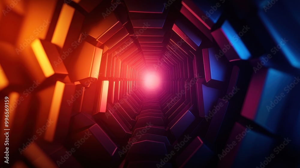 Aufkleber colorful abstract hexagonal tunnel design
