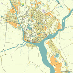 Vector city map of Yangon, Myanmar Burma