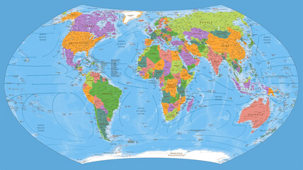 Political world map Wagner VII projection
