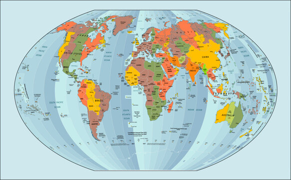 World map Time zones map