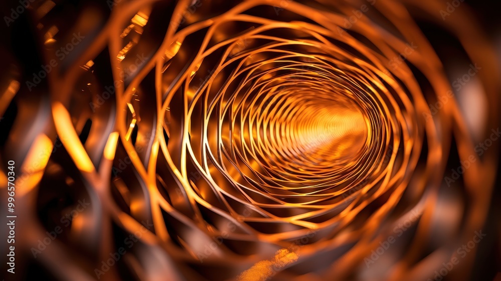 Poster Copper wire structure with glowing effect.