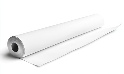 The side view of a blank white wallpaper twisted roll