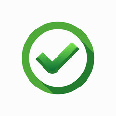 Checkbox checked tick box poll vote round circle icon vector symbol, check mark green checkmark isolated on white background, checked icon or correct choice sign, pictogram