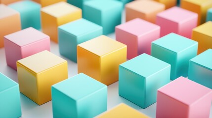 Obraz premium Colorful geometric blocks in a pattern with soft lighting.