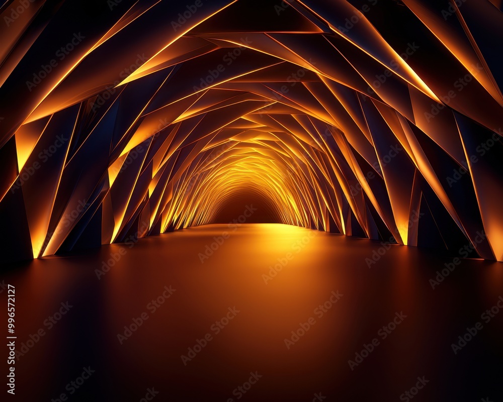 Poster illuminated abstract architectural tunnel